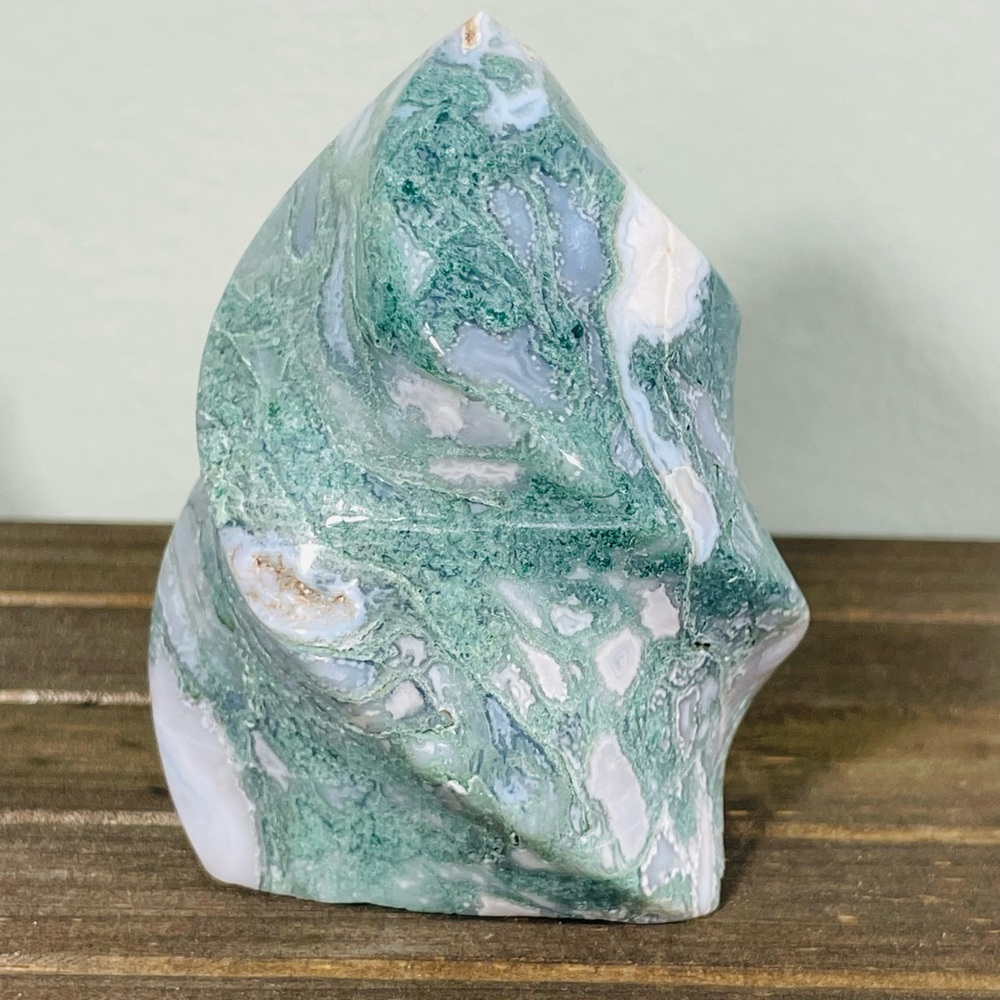 Moss Agate Crystal Flame